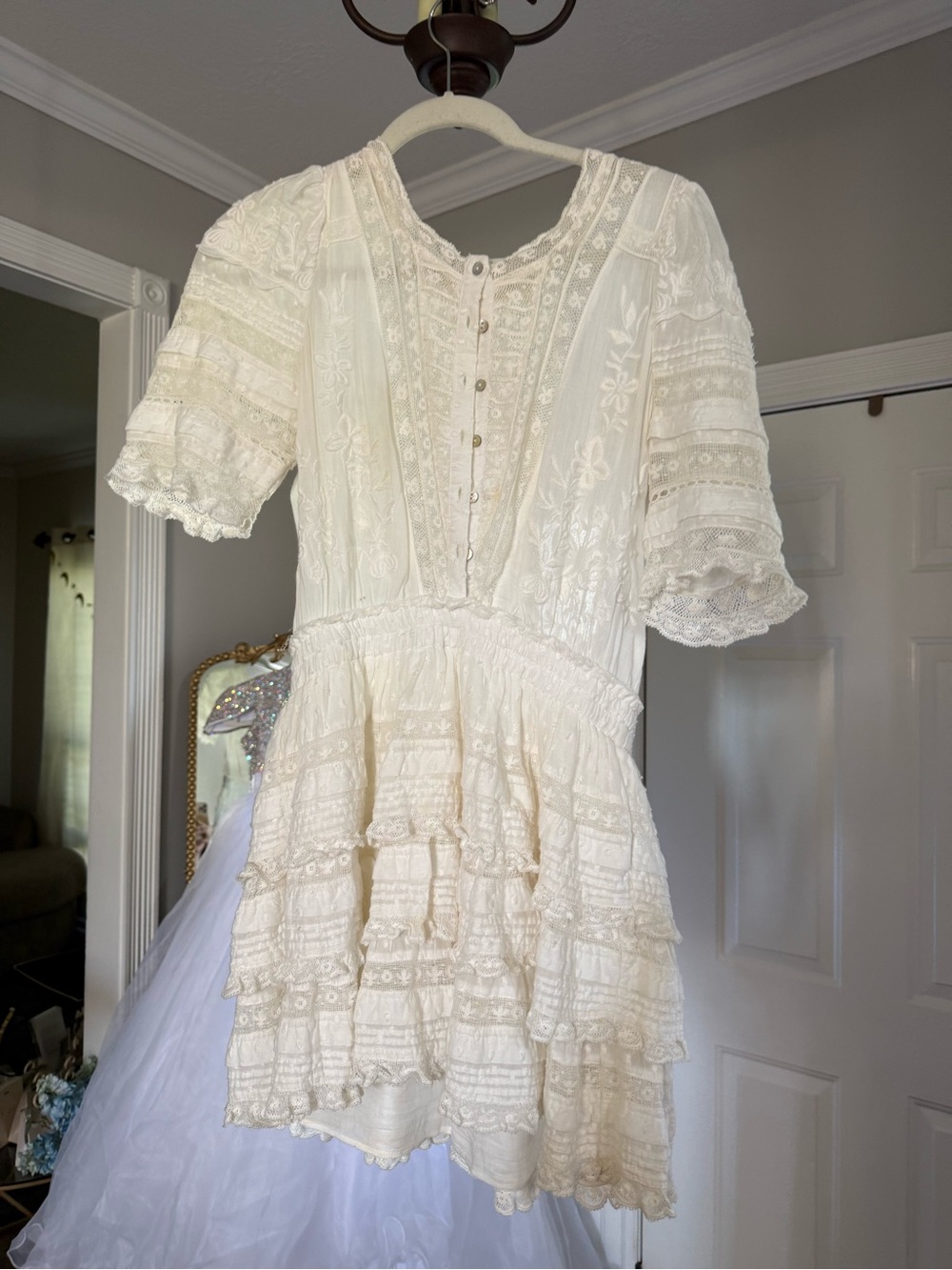 LoveShackFancy Quincy Embroidered Lace Minidress